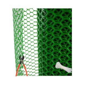 PVC Garden Fencing Net_Mesh_4 Feet Height X 15 Feet Length_UV Stabilized 800 GSM Anti Bird Net Green Color with 1 Cutter,100 PVC Tags FN:10