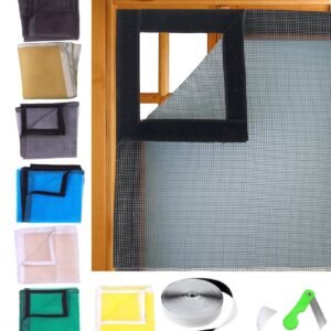 23 X 47 Inch_2 X 4 Ft_60 X 120 Cm_Stitched Fiber Glass Mosquito Net for Windows_200 GSM_Grey Color_Ready to Install Handy Mesh with Self Adhesive Hook Tape and Cutter DHPMCR12