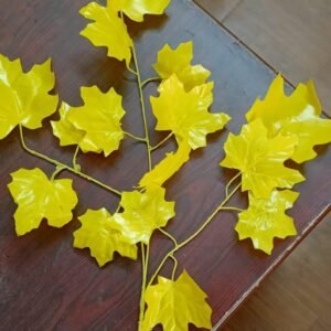 Artificial Maple Leaves - Pack of 12 - Yellow - Decorative Leaf Pieces for Home, Festivals, Weddings, Parties, Events, Celebrations, Stage, Backdrops and Seasonal Decorations