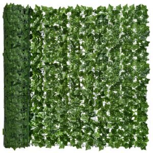 1M x 3M (or) 3.3 x 10Ft - Pack of 1 - Green - Artificial Ivy Leaf Mat - Leaf Fence Mat for Wall Decor, Vertical Garden, Home, Balcony, Backdrop Decoration